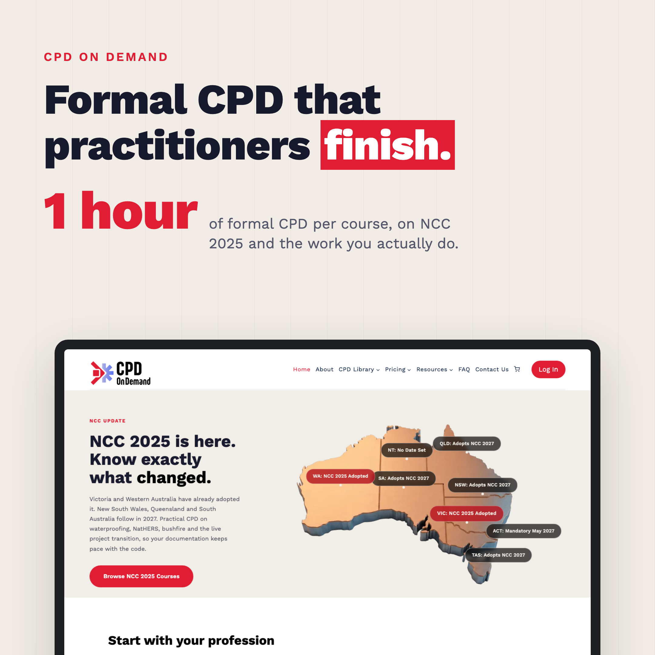 Supplied CPD On Demand project graphic showing its focused course format and website